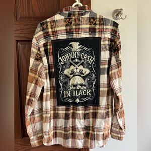 NWT CHAR MARIE FLANNEL SHIRT JOHNNY CASH THE MAN IN BLACK SMALL